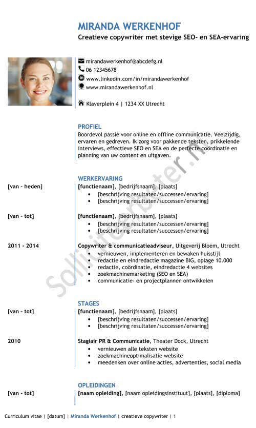 Cv Maken In Word Sjabloon Hetmakershuis