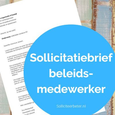 Sollicitatiebrief beleidsmedewerker - voorbeeldsollicitatiebrief - Solliciteerbeter.nl