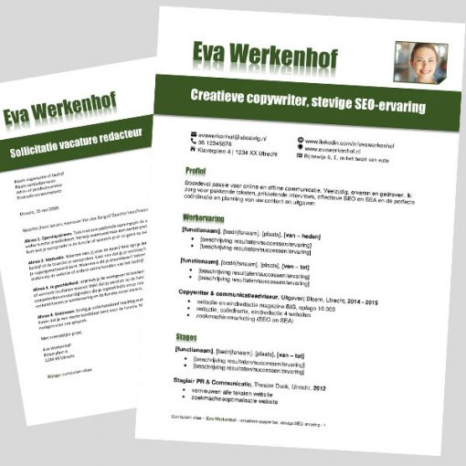 Sjabloon cv en sollicitatiebrief, Word, groen, #3